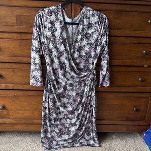 Covington Black and Pink Patterned Long Sleeve Dress